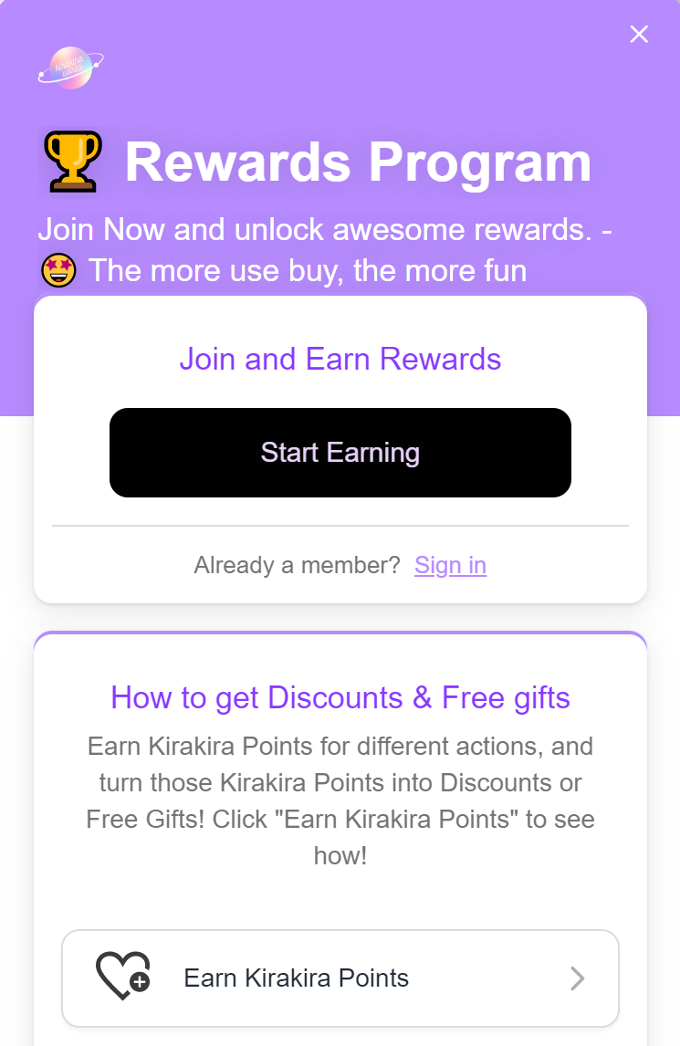 top-shopify-stores-25-kirakira-rewards-program