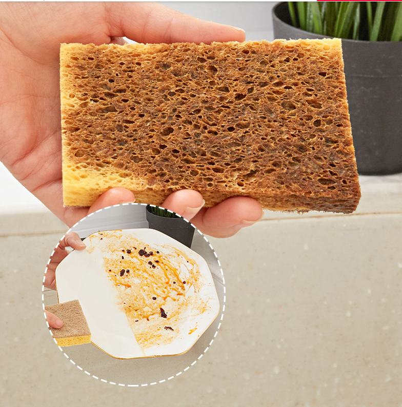 Coconut shell wood pulp cotton sponge block coconut shell scouring pad to remove stains daily necessities coconut shell wood pulp cotton sponge